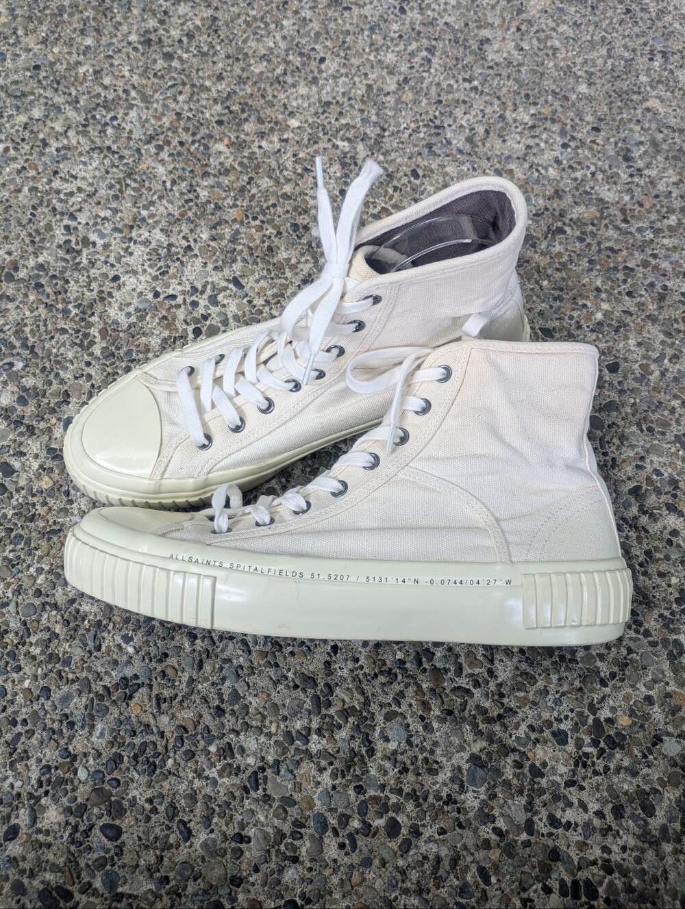 All Saints White Canvas High Top Sneakers